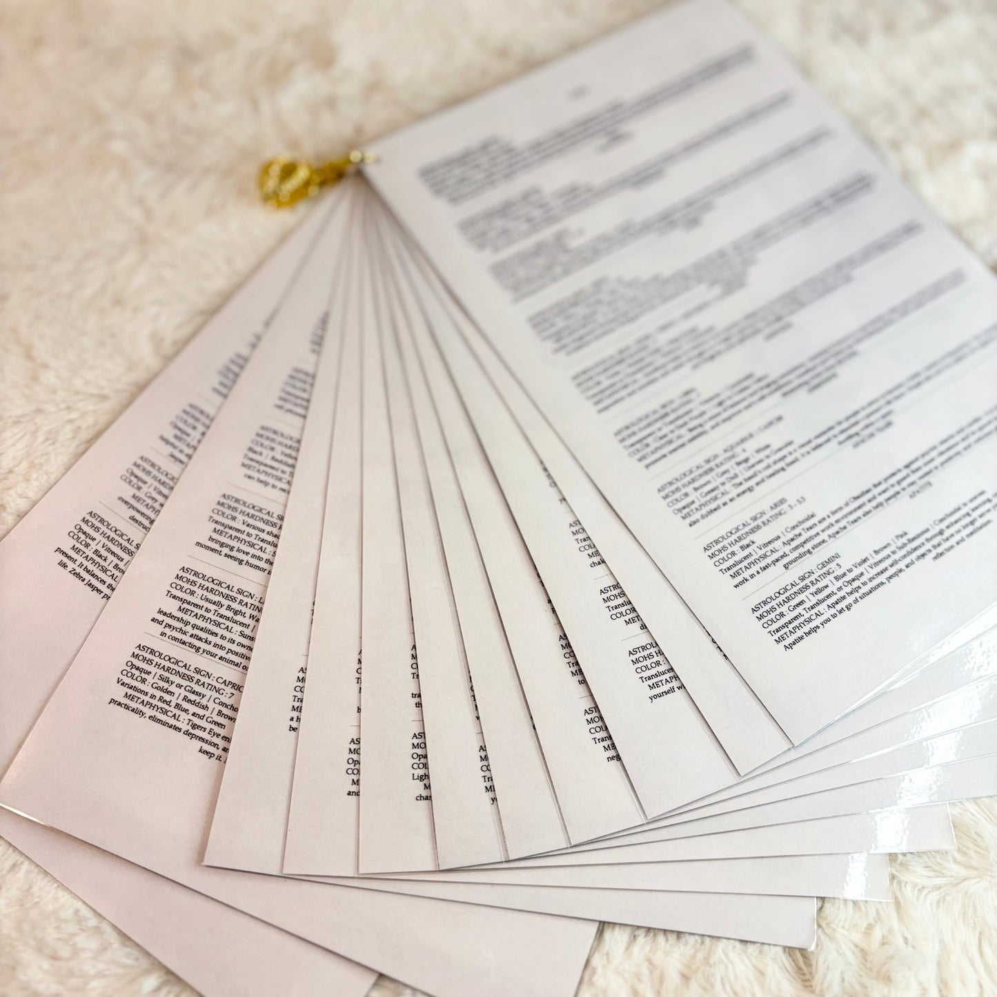 Stone Information Cards