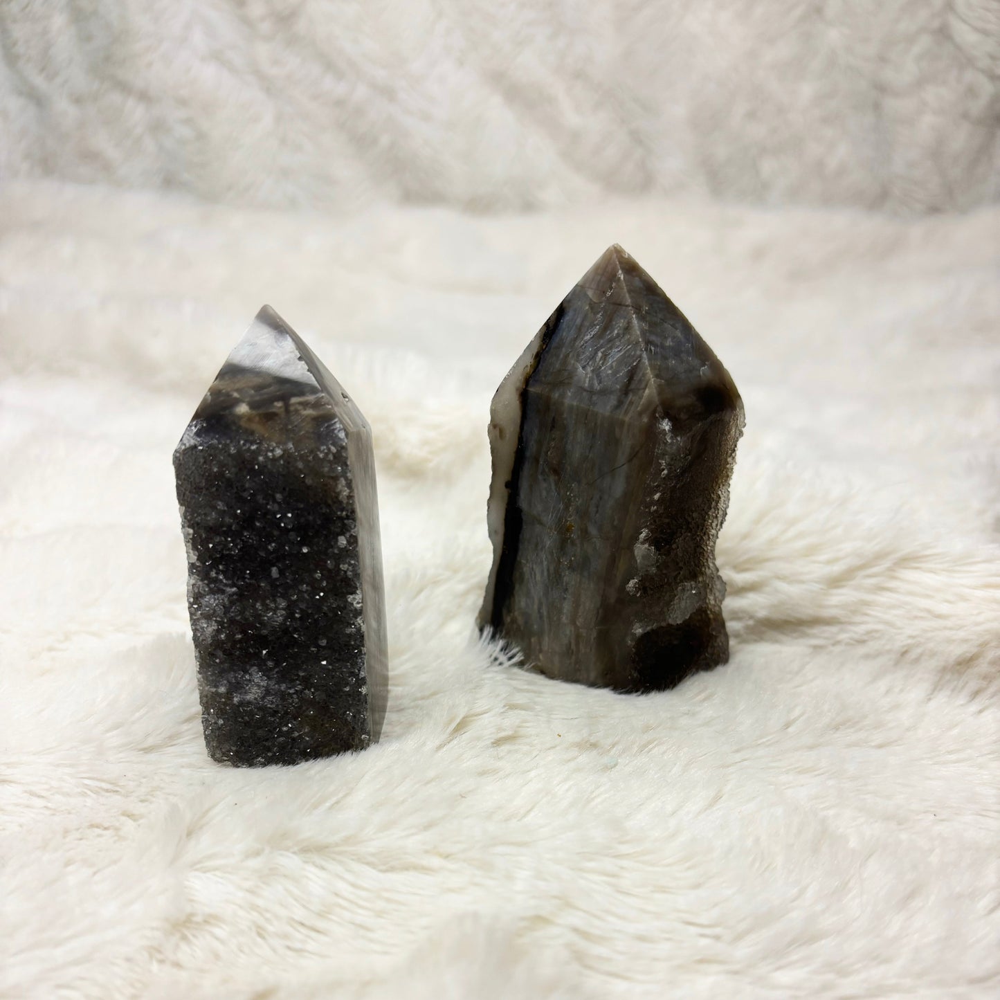 Black Agate Druzy Tower