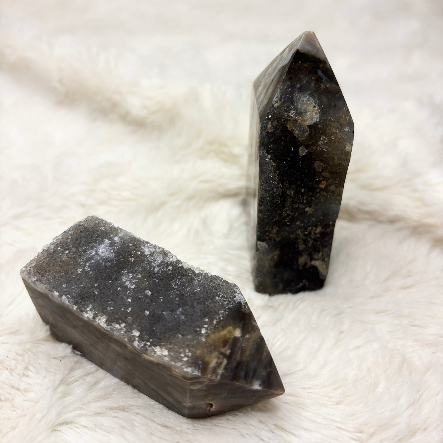 Black Agate Druzy Tower