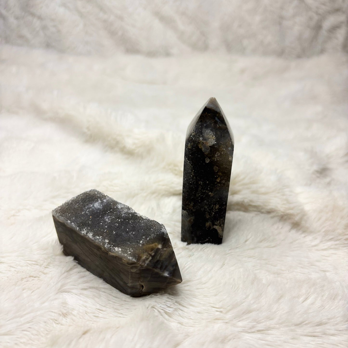 Black Agate Druzy Tower