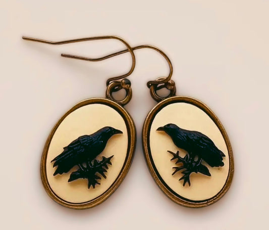 Vintage-Style Raven Earrings