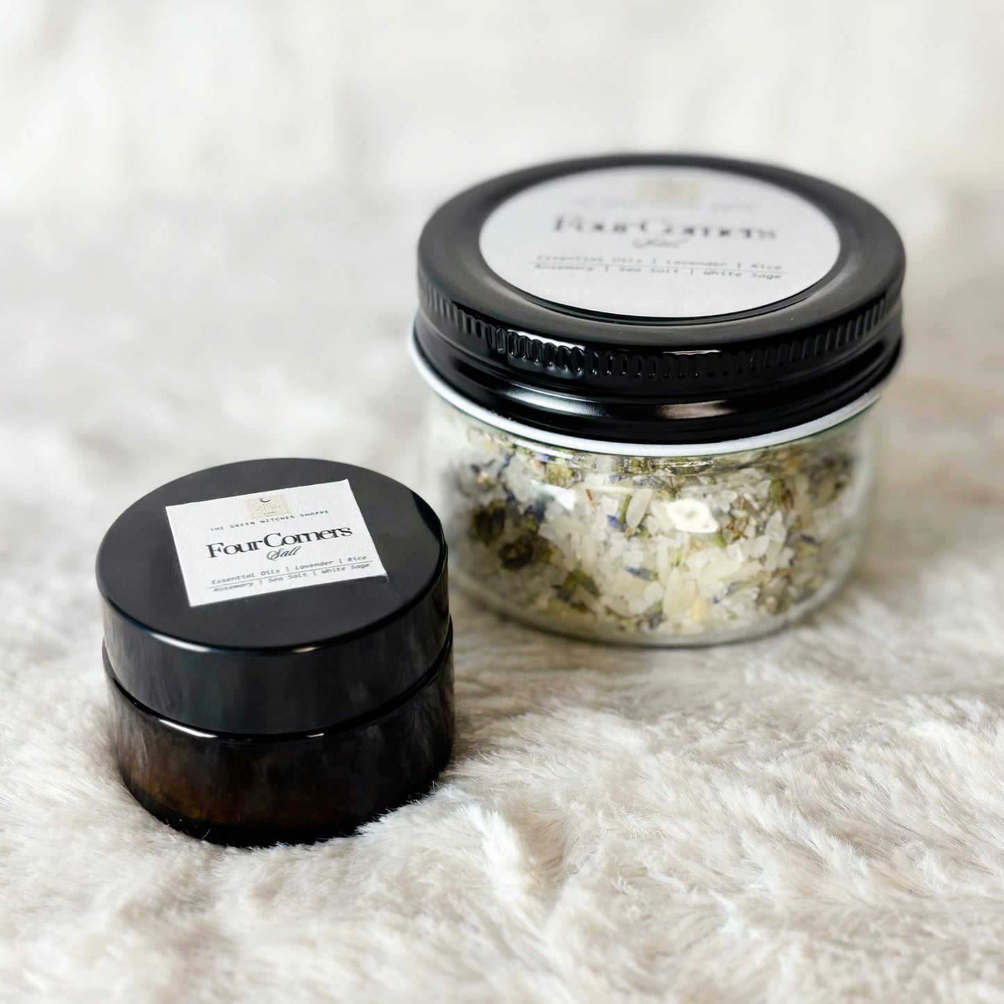 Two jars on a white surface