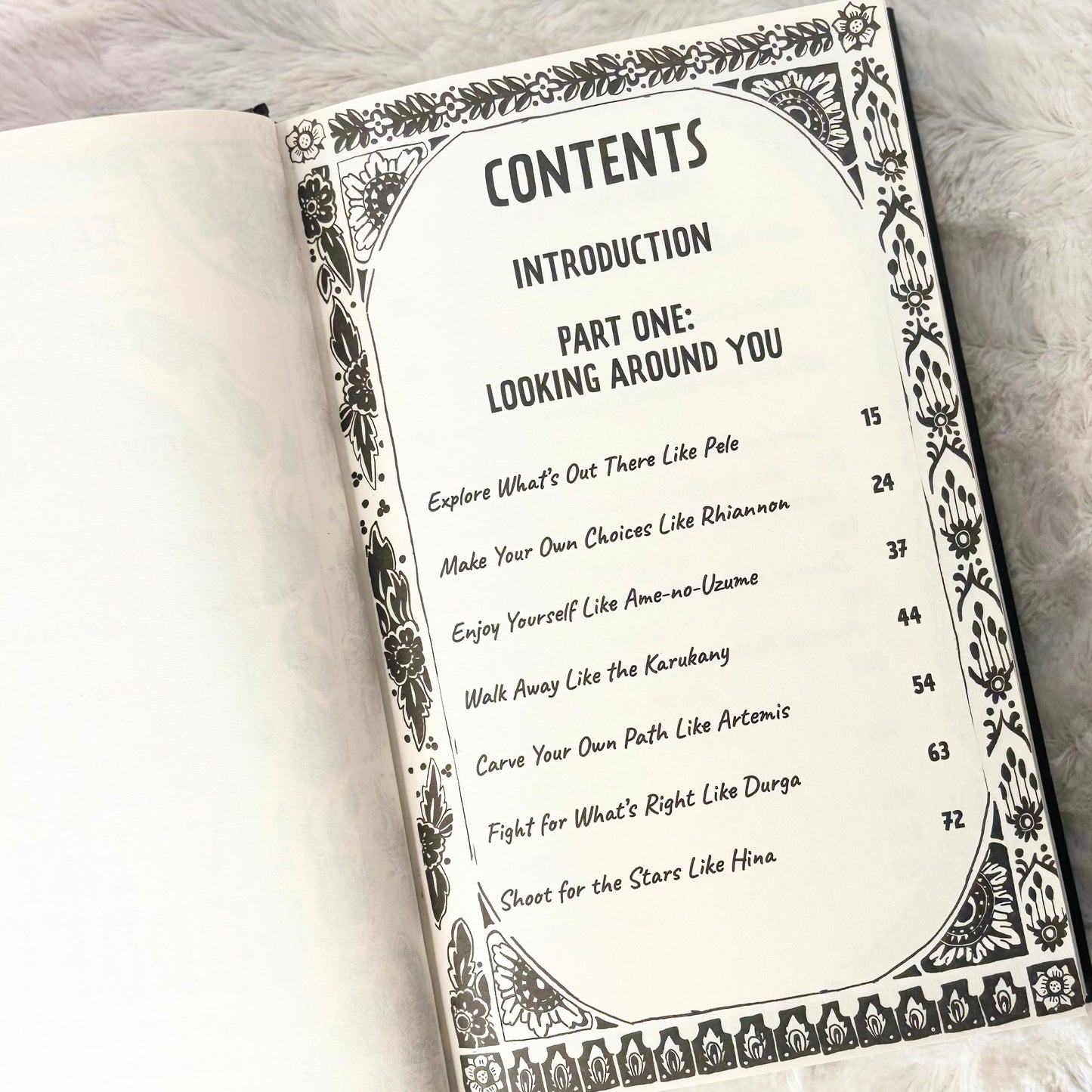 Contents page of the book "Live Like a Goddess" on a white background