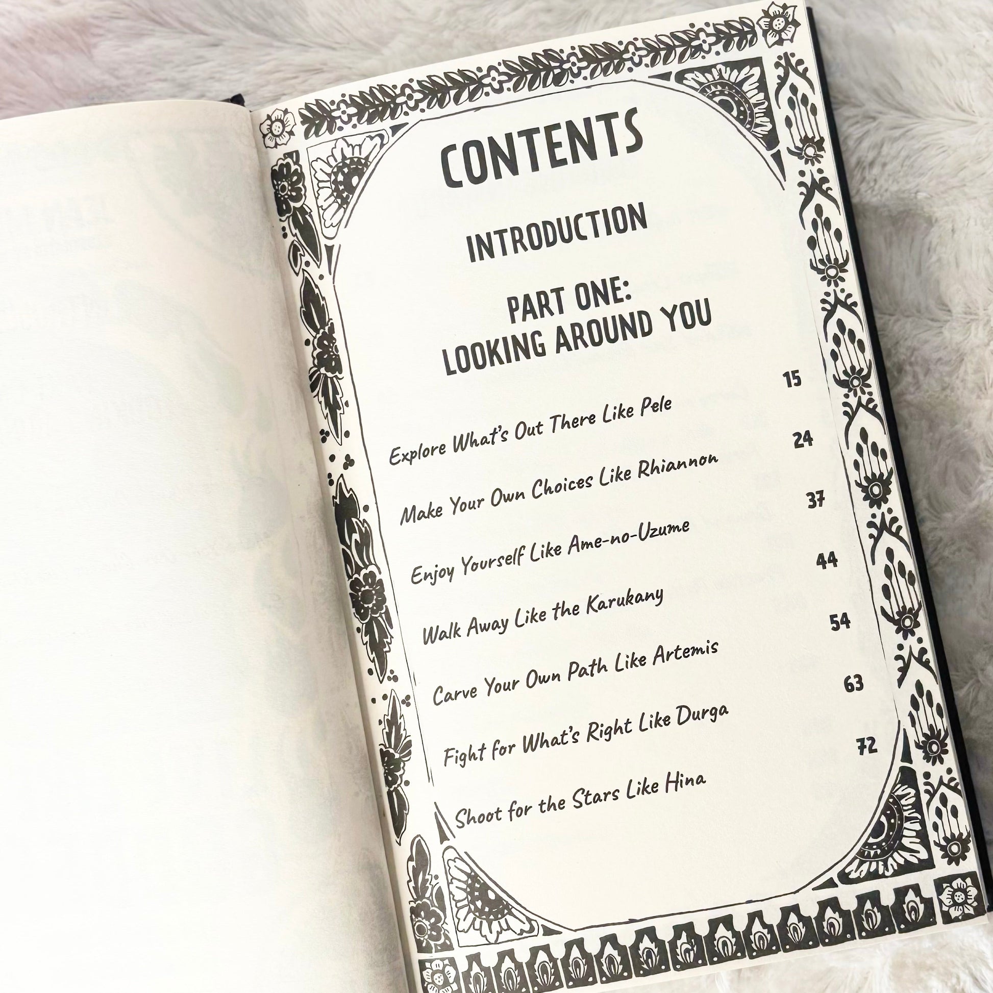 Contents page of the book "Live Like a Goddess" on a white background