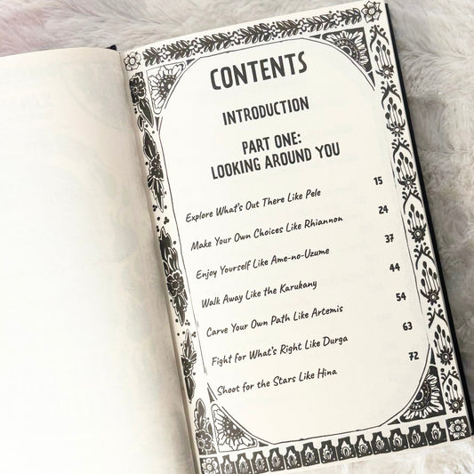 Contents page of the book "Live Like a Goddess" on a white background