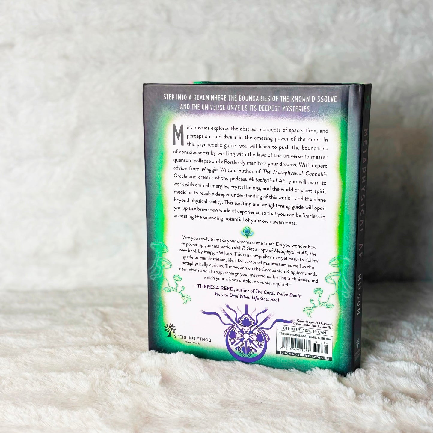 Back of the book "Metaphysical AF" on a white background