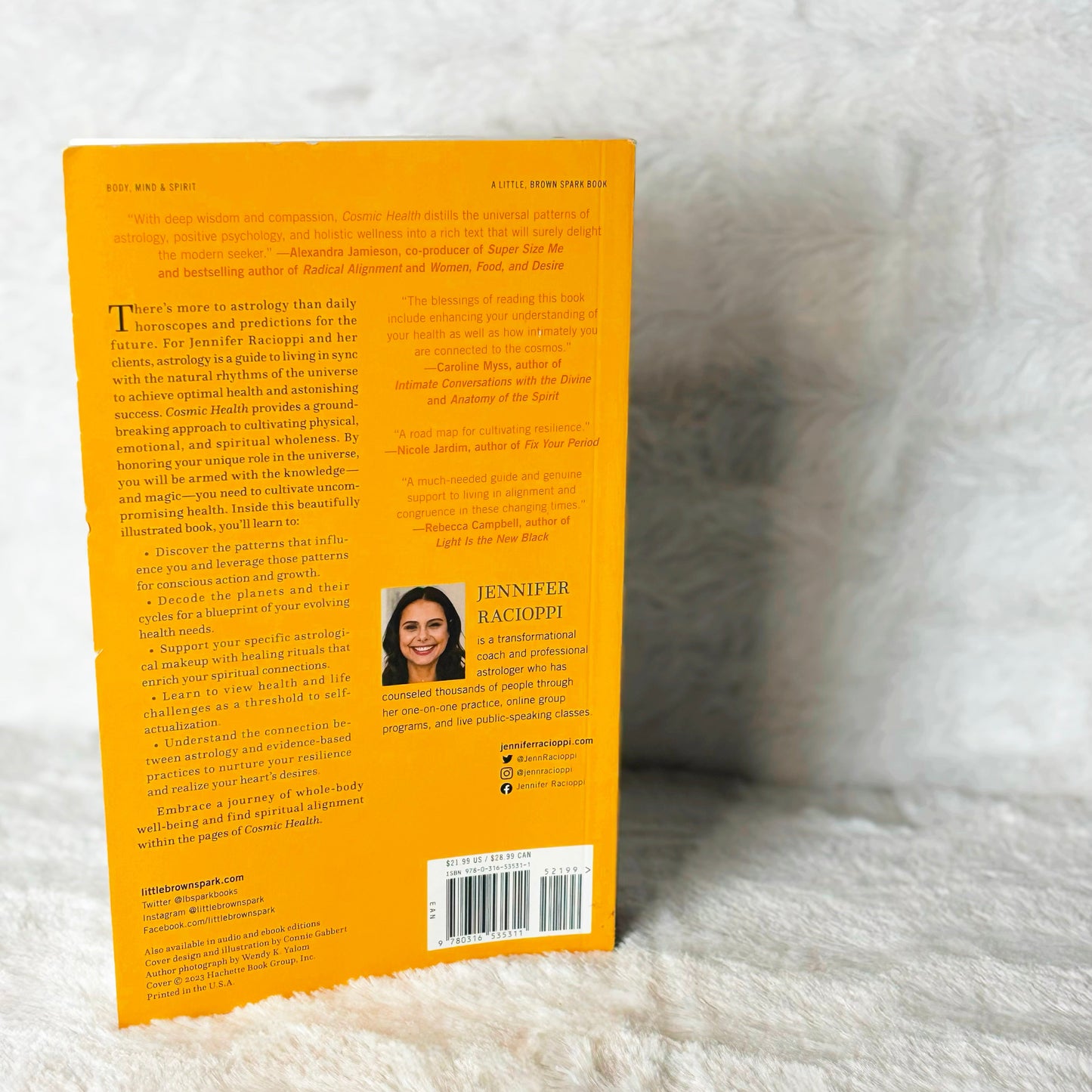 Back of the book "Cosmic Health" on a white background