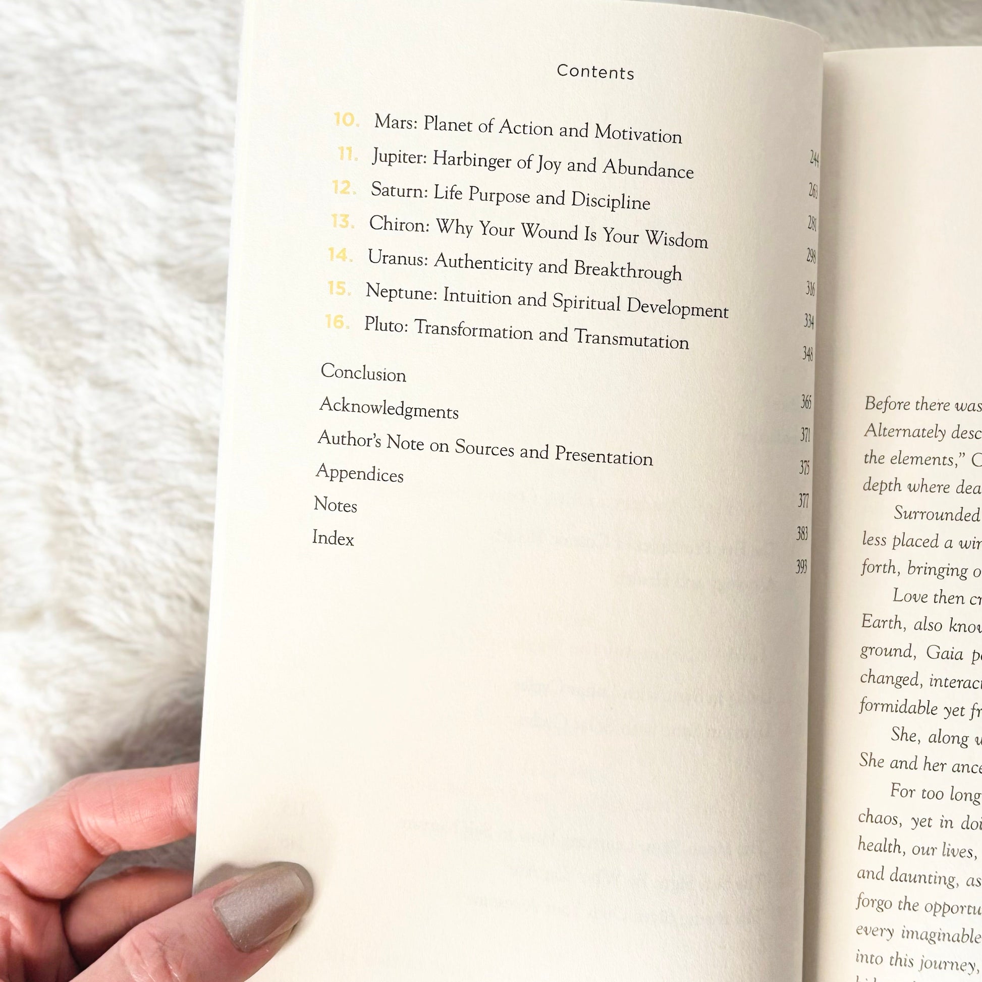 Contents page of the book "Cosmic Health" on a white background
