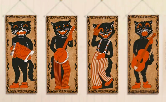 Cat Band Vintage Banners (Set of 4)