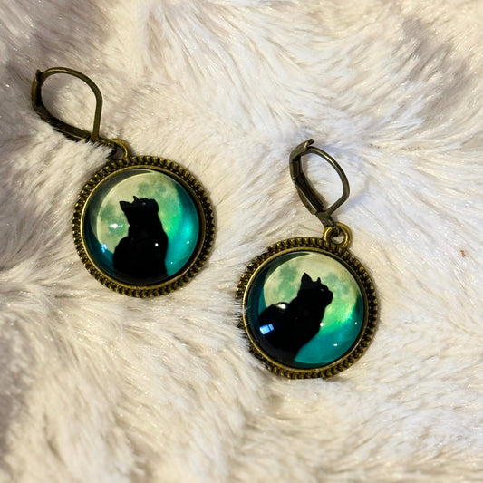 Vintage Black Cat Earrings