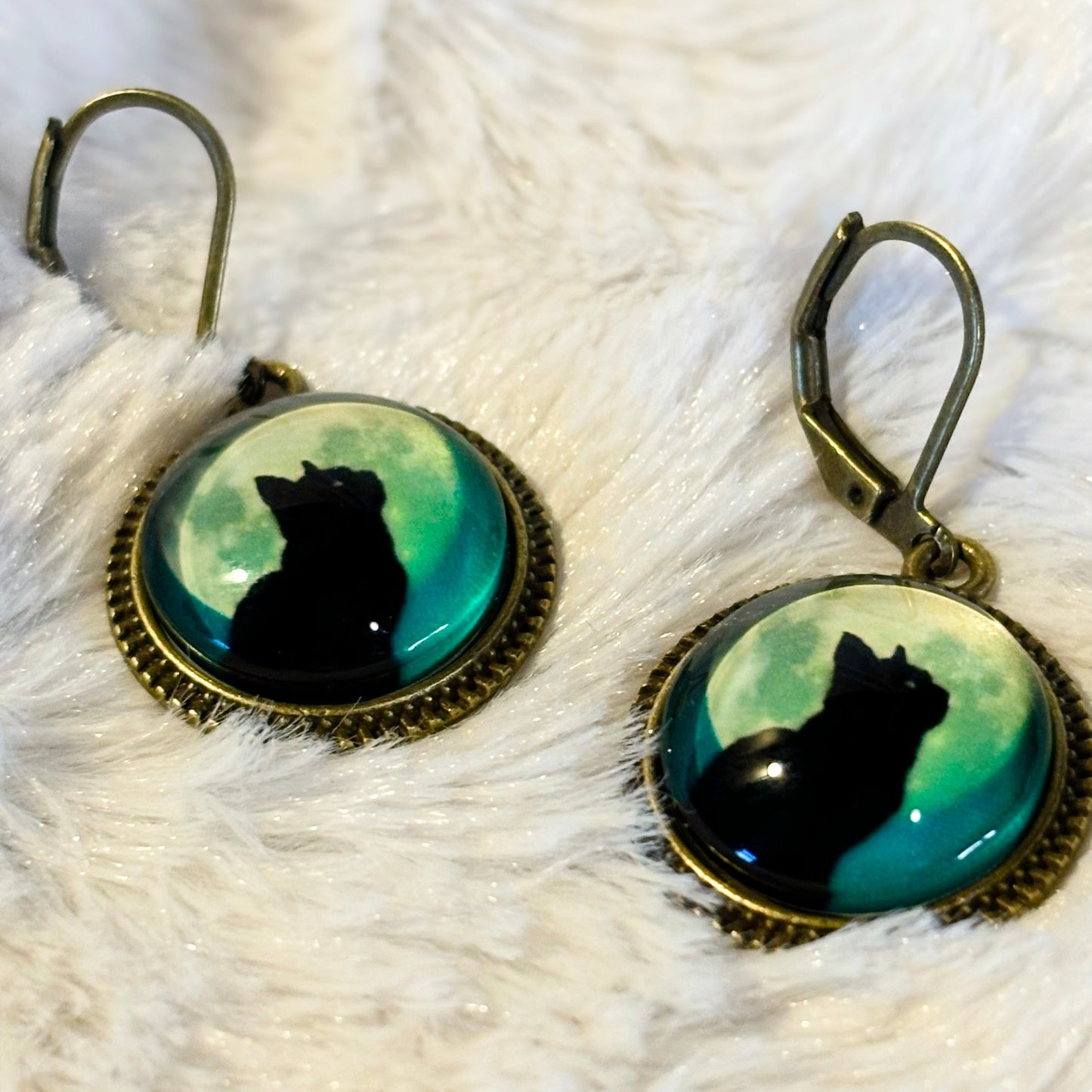 Vintage Black Cat Earrings