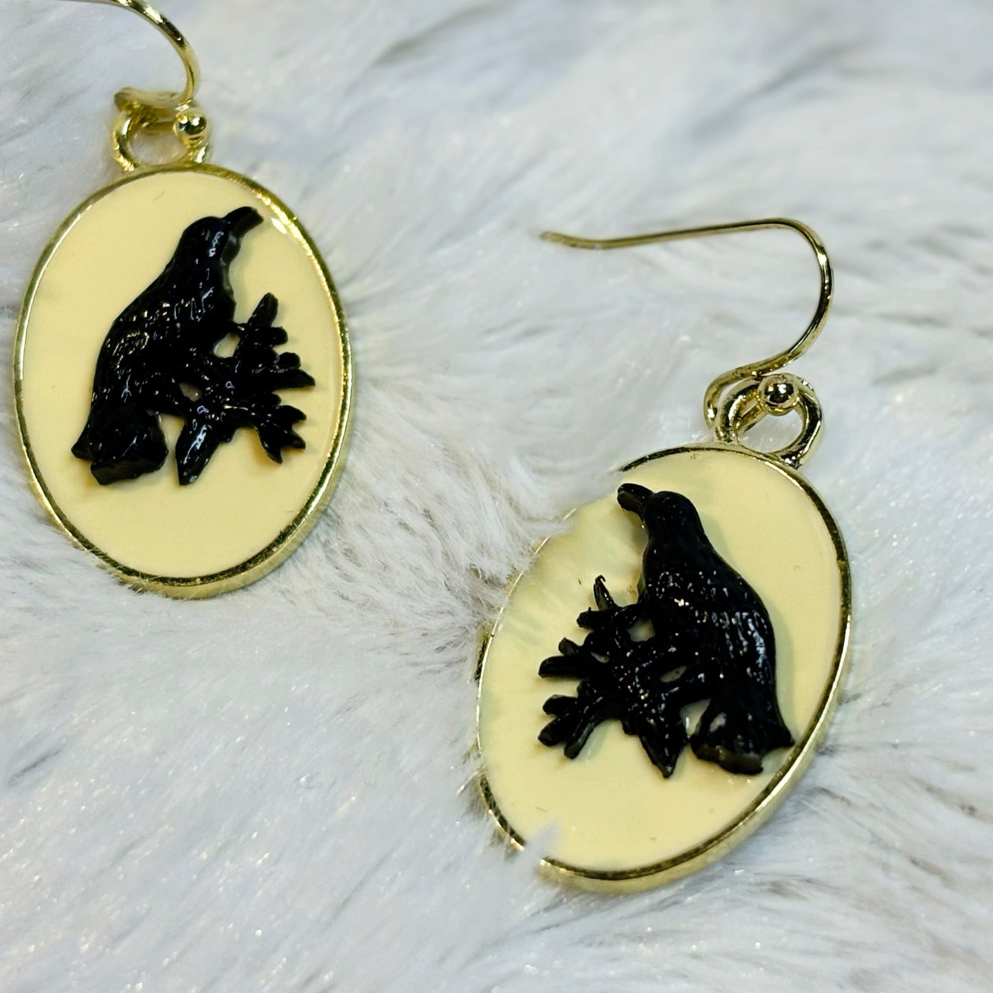 Vintage Raven Earrings