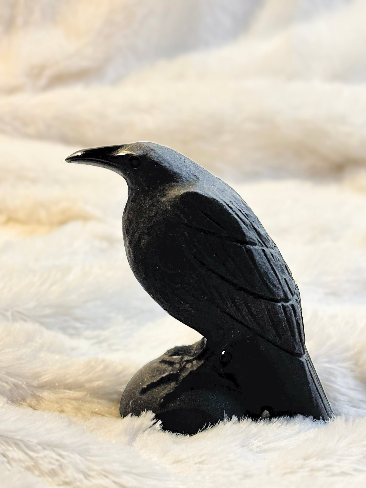 Natural Obsidian Raven