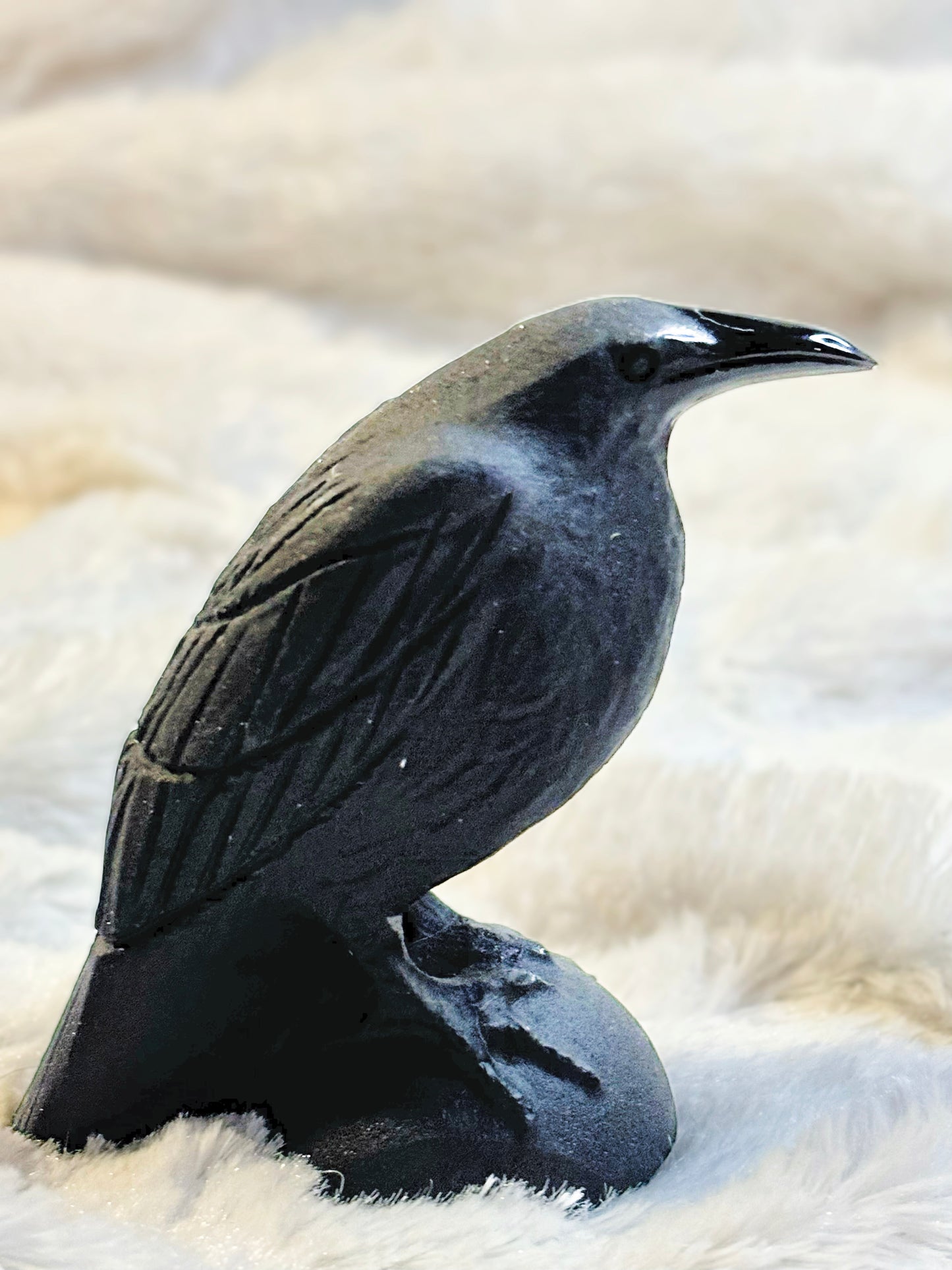 Natural Obsidian Raven