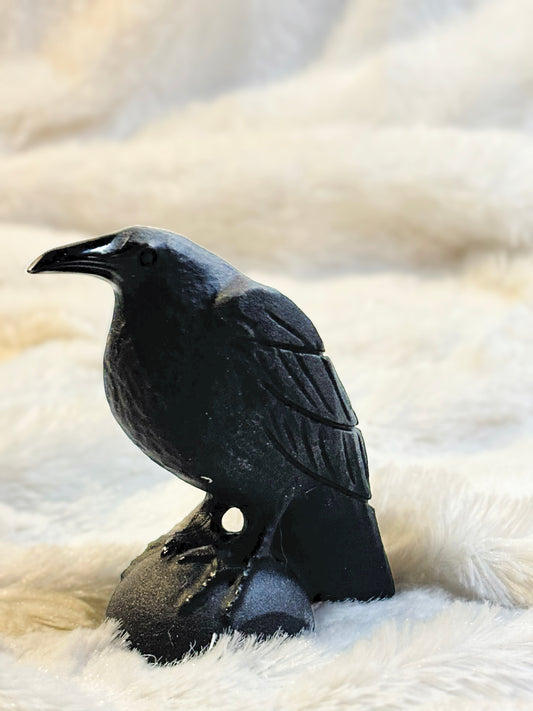 Natural Obsidian Raven