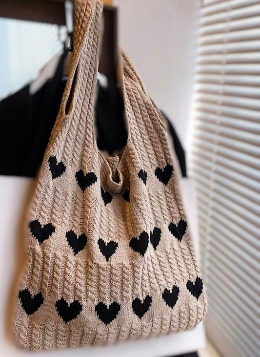 Bolso Hobo De Punto Con Corazón