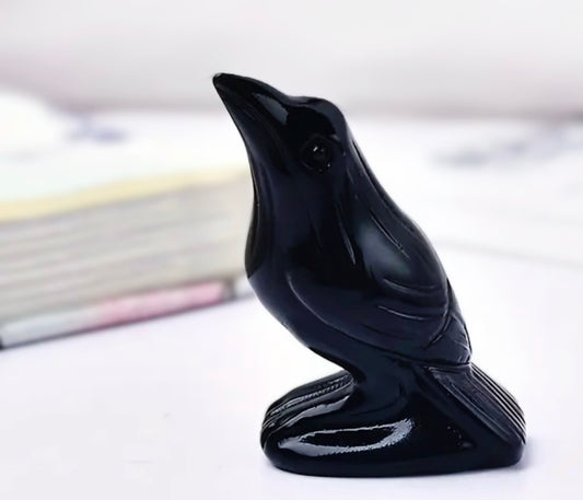 Natural Obsidian Stone Raven-Polished