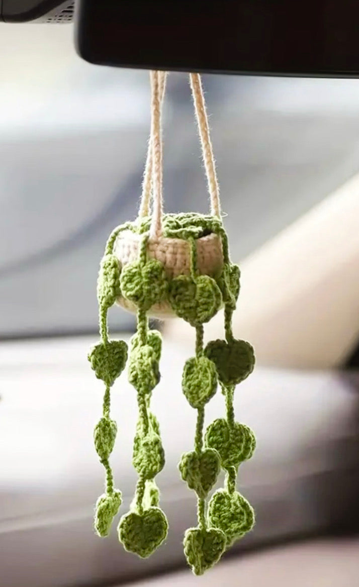 Rearview Mirror Crochet Plants