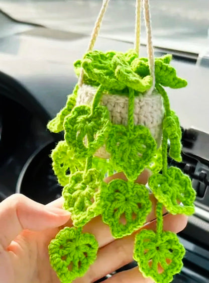 Rearview Mirror Crochet Plants