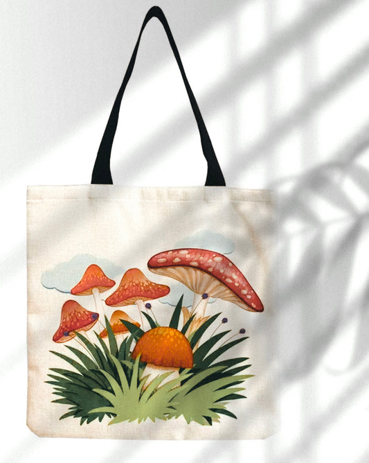 Red Mushrooms Tote Bag