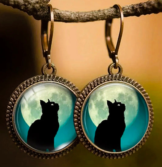 Vintage Black Cat Earrings